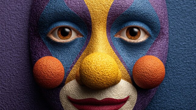 Creative clown paper art: a playful april fools' day celebration. High resolution. Gleaming paper clown art with pastel accents celebrating april fools day. Sharp image. Professional photo.