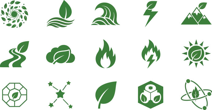 Modern technology icons feature eco-friendly concepts including a drone, satellite communication, and circuit board.