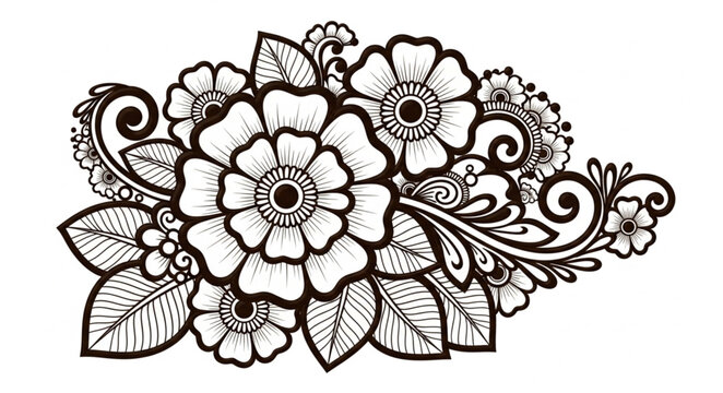 Black and white floral design.