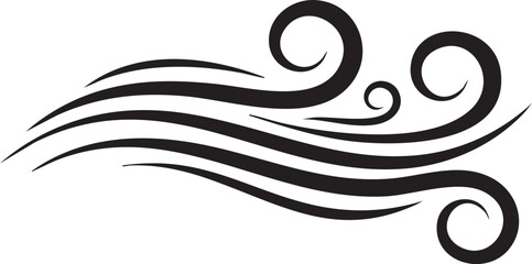Fototapeta premium Decorative black swirling lines create a dynamic pattern on white
