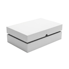 Naklejka premium Small rectangular white cardboard box with a lid closed, isolated on transparent cutout png.