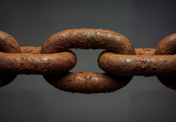 Fototapeta premium close up of a rusty metal chain against a dark background.