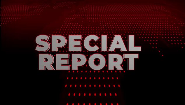 Dynamic 3 d special report text graphic above a glowing illuminated globe with fast bright abstract lines in dark space