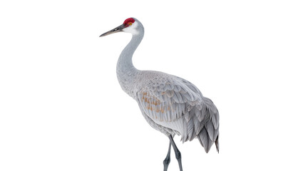 Fototapeta premium Majestic Sandhill Crane wildlife bird with a distinctive red head standing tall and elegant
