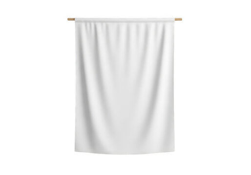 Elegant sheer white curtain hanging gracefully on a rod isolated on transparent background