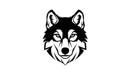 Fototapeta premium Stylized black and white wolf head logo vector illustration on white