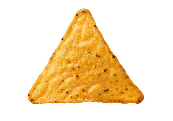 Fototapeta premium Single orange tortilla chip with visible seasoning isolated on transparent background