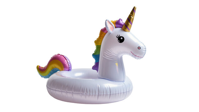Cute iridescent inflatable unicorn pool float for summer holidays and children's recreation