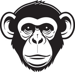 Obraz premium bold black and white monkey face icon isolated on white background
