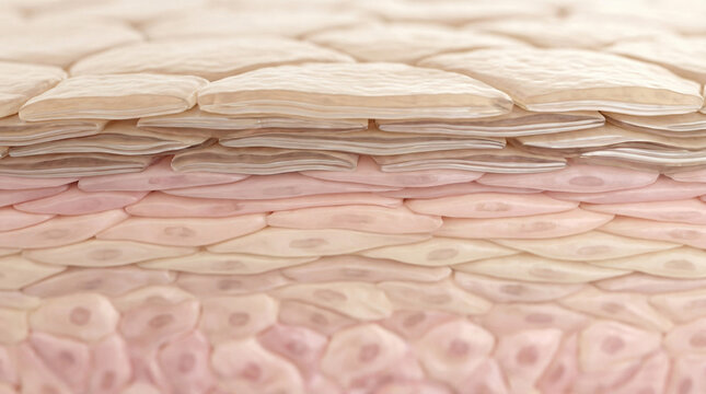 Human skin layers cross section with stratum corneum detailed structure