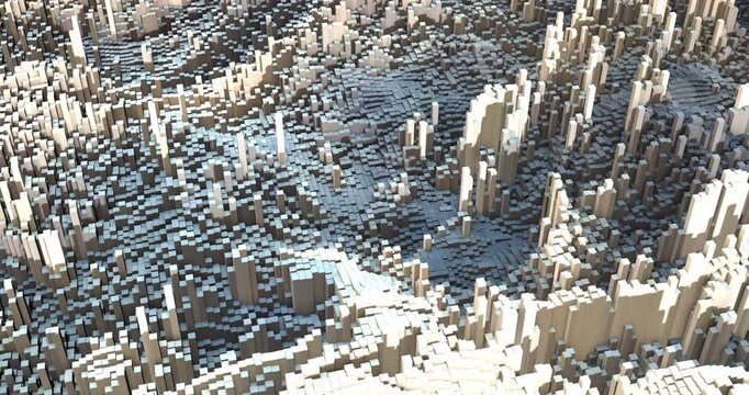 3d cube grid animation for digital technology vfx background. Abstract 3D background animation.