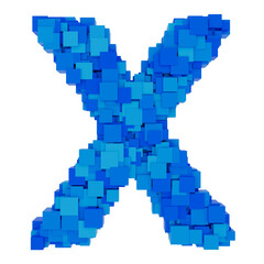 Fototapeta premium letter M made of blue 3d blocks, arial font, isolated on transparent background - design element cut-out graphics object 