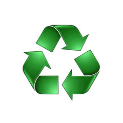 Fototapeta premium Green recycling symbol composed of three interconnected arrows.