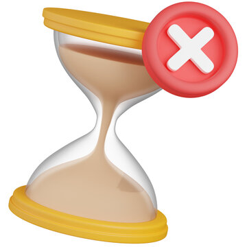 3D render  Hourglass with Red Cross Mark Icon