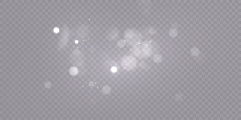 Soft white bokeh lights with glowing particles and blurred circles, isolated sparkle overlay for festive backgrounds, magic effects and luminous designs. © MAKSYM