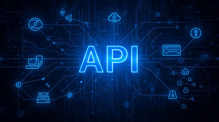 Fototapeta premium API Automation and Integration Solutions Showcasing Seamless Application Connectivity, Workflow Optimization, Secure Data Exchange, Cloud-Native Development, and Scalable Infrastructure