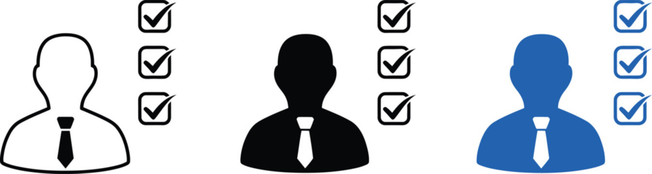 Three businessmen with checkmarks