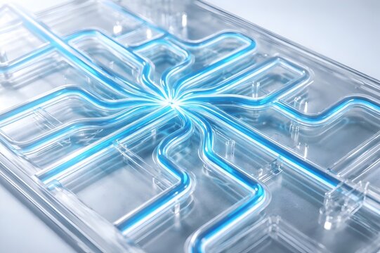 Macro of Micro-Fluidic Channel Network on Polymer Lab Chip.