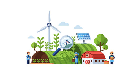 Fototapeta premium Sustainable Agriculture with Biotechnology and Renewable Energy