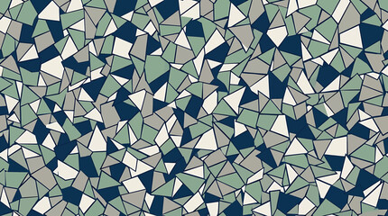 Mosaic pattern with various shades of blue green and white on isolated on transparent background