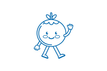 Obraz premium Excited Jumping Hala Fruit Cartoon Character, Line Art Vector Mascot