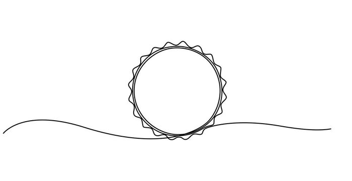 Animated self drawing of  Beer bottle cap continuous one line drawing, View of bottle cap, Bottle of water. Continuous drawing of a bottle. animated line art