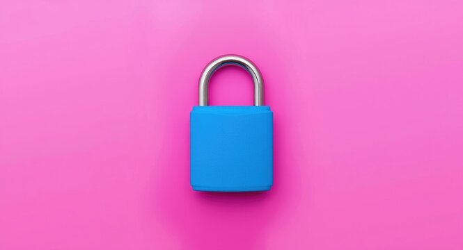 Enhanced digital security concept featuring a blue padlock on a vibrant pink and blue background with one-time password protection