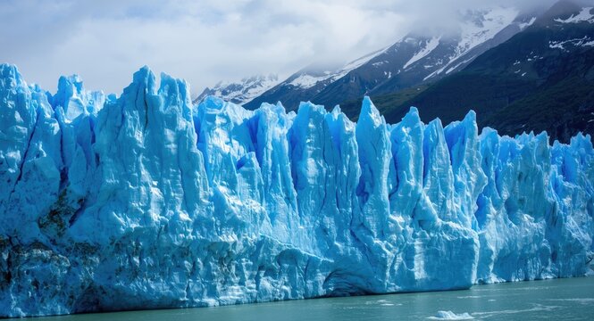 Giant glacier landscape highlighting electric blue ice