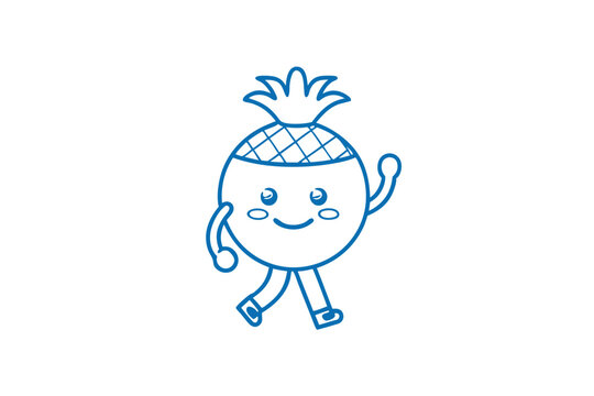 Sweet Hala fruit cartoon, line art illustration, charming character for kid-friendly designs