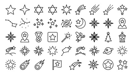 Obraz premium Starburst Outline Icon Set – Spark Shine Abstract Symbol Line Vector Collection for UI UX Graphic Design Elements