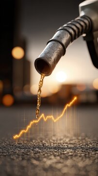 Rising Fuel Costs and Gasoline Price Inflation Concept with Nozzle and Financial Growth Graph