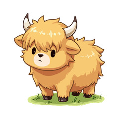 Naklejka premium Cute Highland Cattle Clipart 01