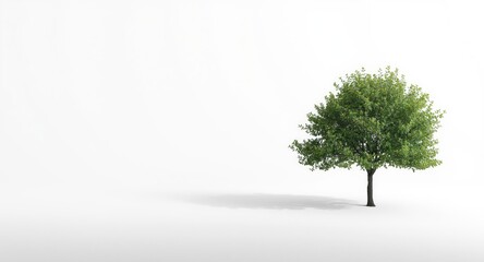 Obraz premium Lonely tree on a bright white smooth textured backdrop featuring copy space