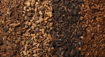 Fototapeta premium Revitalizing clay soil structure and moisture holding by blending in organic compost and mulches