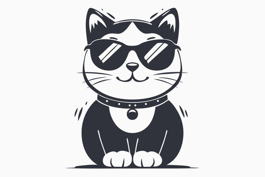 Playful Posing Line Art Cartoon Cat Illustration for Children's Websites and Pet Adoption Flyers