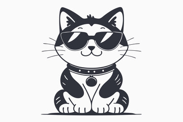 Obraz premium Cheerful Hand-Drawn Cartoon Cat Outline for Decorative Elements and Pet-Themed Merchandise