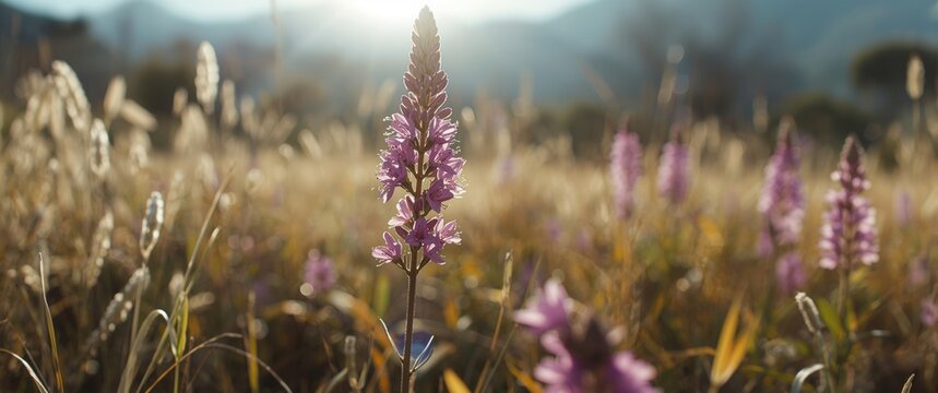 Natural macro floral scene showing blooming Duranta erecta with skyflowers in daylight