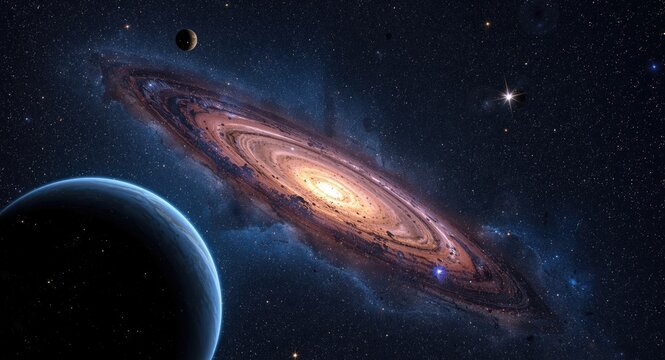 Scientific exploration of cosmology featuring stars planets and galaxies with space time travel concepts