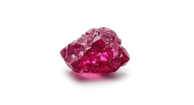 Natural rough ruby fragment isolated on white studio background