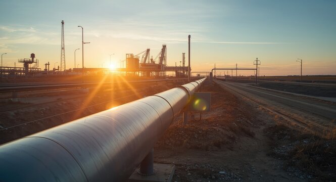 Safety overlay on backlit natural gas pipeline within industrial operation area
