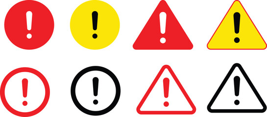 Warning and alert icons collection_exclamation mark symbols red, yellow, black outline icon set © Rakib GFX