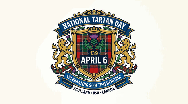 National Tartan Day Emblem on White Background