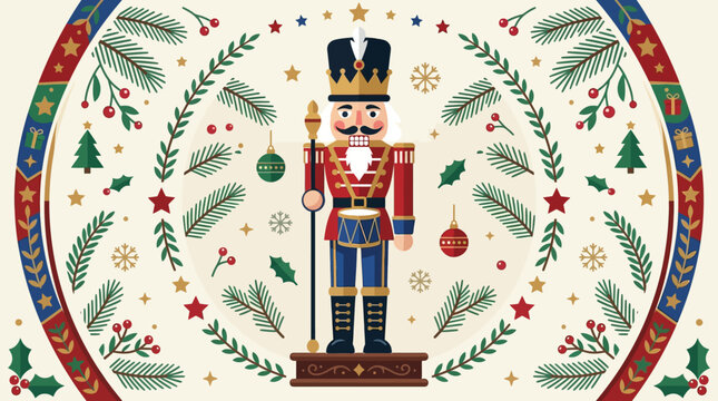 Christmas Nutcracker Ornament with Festive Foliage