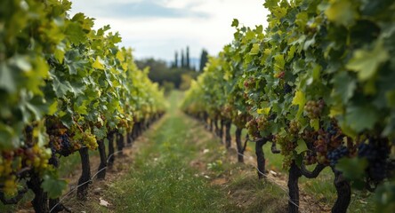 Naklejka premium Ruby and Benitaka grape varieties cultivated in Italian vineyards