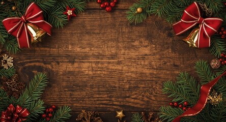 Naklejka premium Christmas season background with bells enhanced by ornamental bows