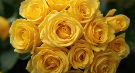 Naklejka premium A radiant cluster of yellow roses offering an inviting copy space