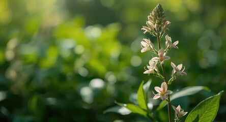 Obraz premium Cyanthillium cinereum as a natural remedy green flower in garden