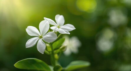 Fototapeta premium Close up image capturing delicate jasmine blossoms with room for adding text
