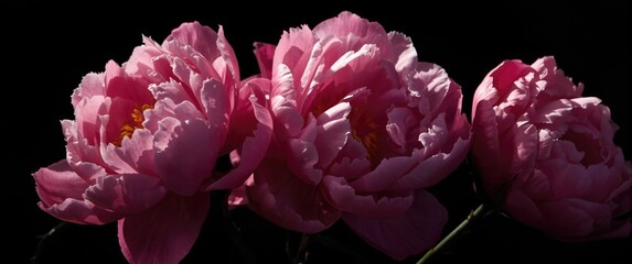 Obraz premium Blooming pink peonies exhibiting varied light and dark color play