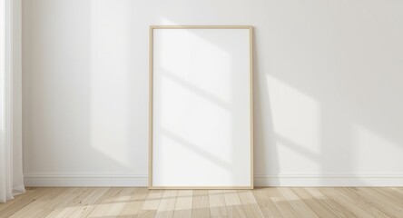 Fototapeta premium Frame mockup displayed in a softly colored Scandinavian style room